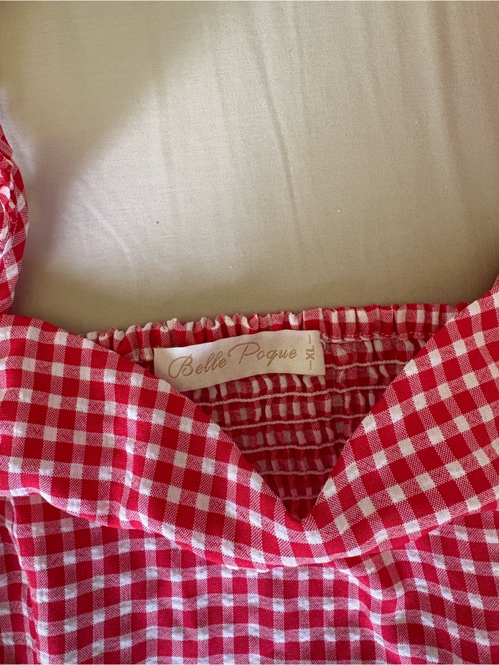 Red Gingham Ruffle-Strap Tank Top - Picture 2 of 2
